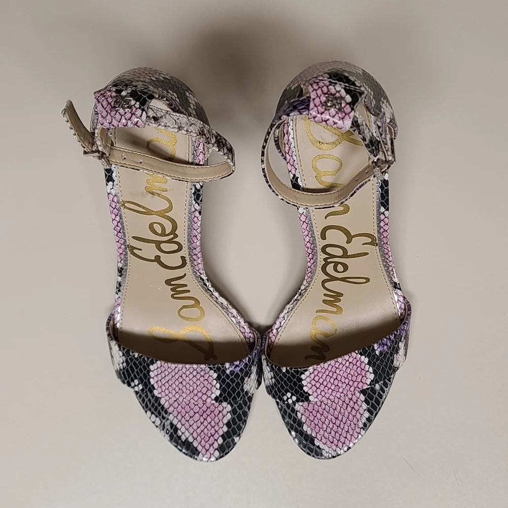 Sam Edelman Yaro snakeskin leather block heel sandals size 7 - Picture 5 of 12